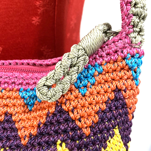 Vintage The Sak Shoulderbag Purse Crossbody Crochet Multicolor Single Strap - Picture 3 of 14